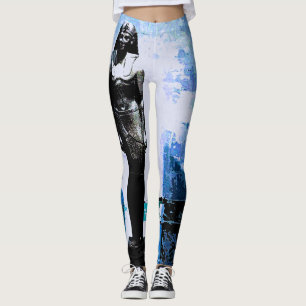 Leggings Peinture d'art bleu égyptien