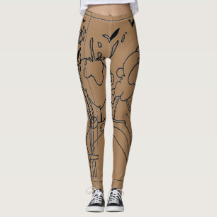 Leggings Peinture d'art noir et marron des années 60 de st