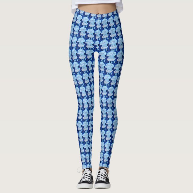 Leggings Peinture de méduse bleue (Devant)