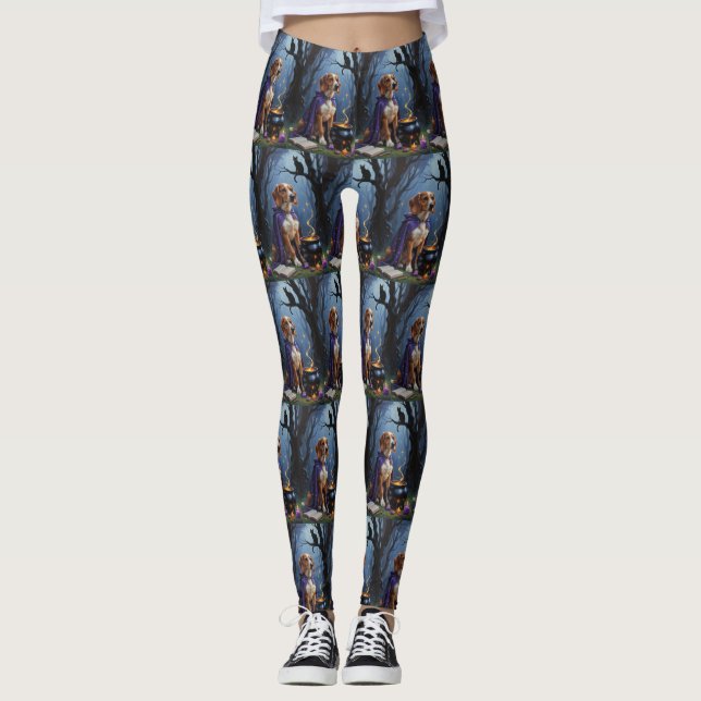 Leggings Peinture d'Halloween Whimsical Chien d'Afghanistan (Devant)