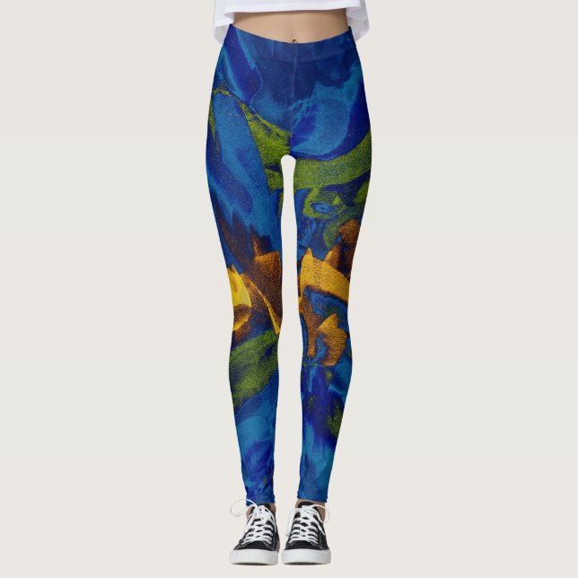 Leggings Peinture jaune bleu vert (Devant)