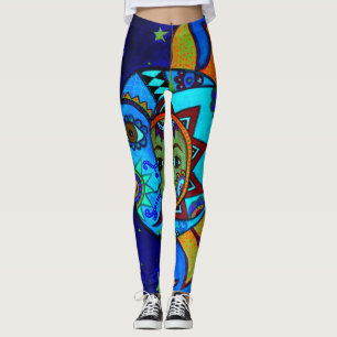 LEGGINGS PEINTURE LUNATIQUE DE COUPLES DU SOLEIL ET DE LUNE