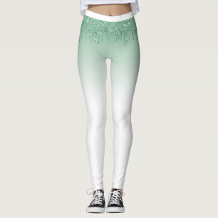 Leggings Peinture Pailletée Dégoulinante Vert Menthe Esthét