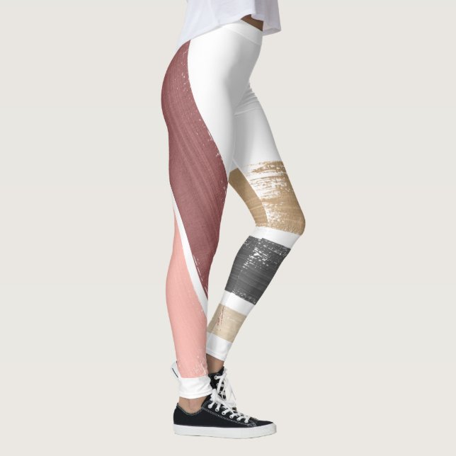 Leggings Peinture rose marron doré moderne (Droite)