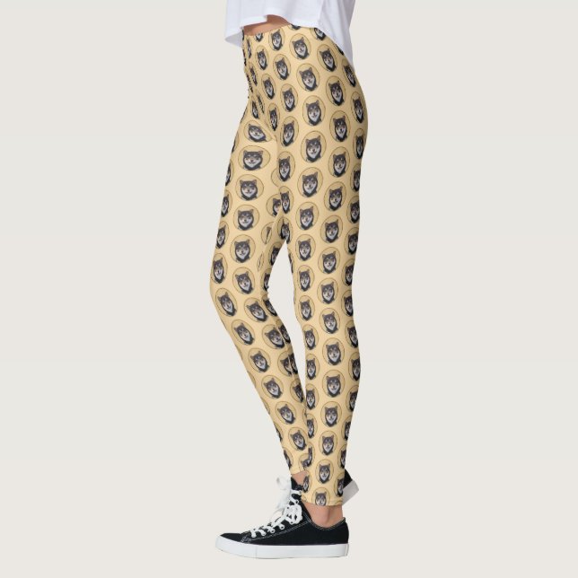 Leggings Peinture Shiba Inu (Noir et Tan) - Art Chien (Gauche)