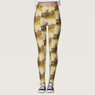 Leggings Peinture vintage de Van Gogh Moulin à vent Paris