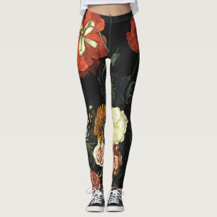 Leggings Peinture vintage Vie morte avec Fleurs
