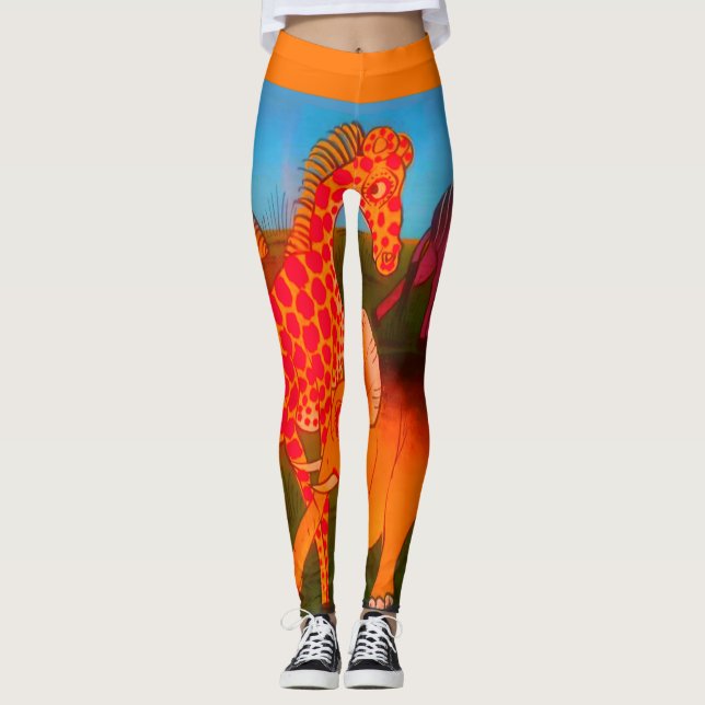 Leggings Peintures d'animaux sauvages de couleur adulte (Devant)