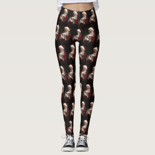 Leggings Pekingese avec le Père Noël Festif Noël