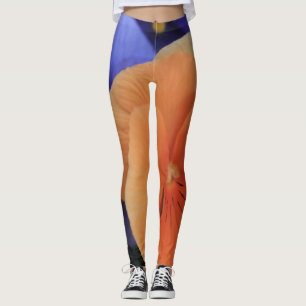 Leggings Pensées oranges et pourpres, photo florale 81,