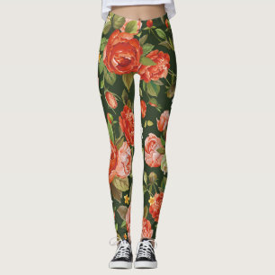 Leggings Peony Elegance : Papier peint Graphique Floral.