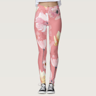 Leggings Pépites Pastel : Aquarelle Florale Sans Seamless.