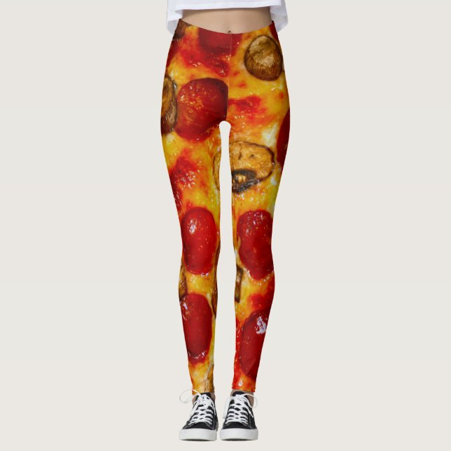 Leggings Pepperoni et Pizza aux champignons (Devant)