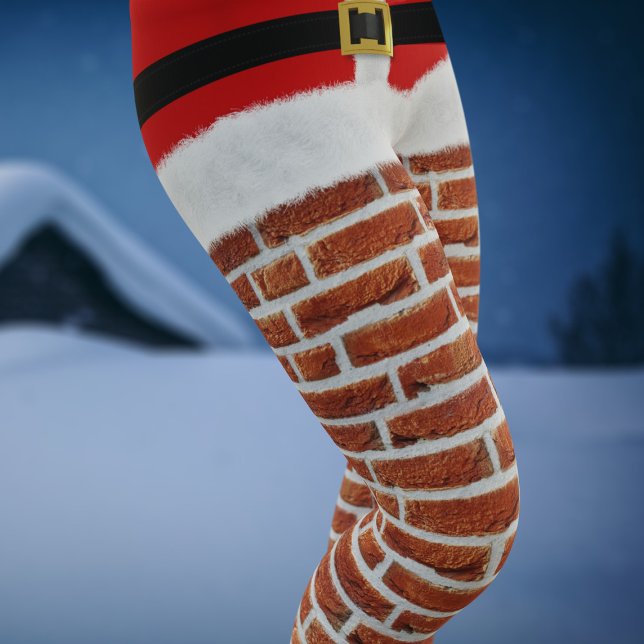 Leggings Père Noël coincé dans le Festival de Noël amusant  (Need a funny costume for your Santa Party? Here's a pair of Santa in the Chimney Leggings!)
