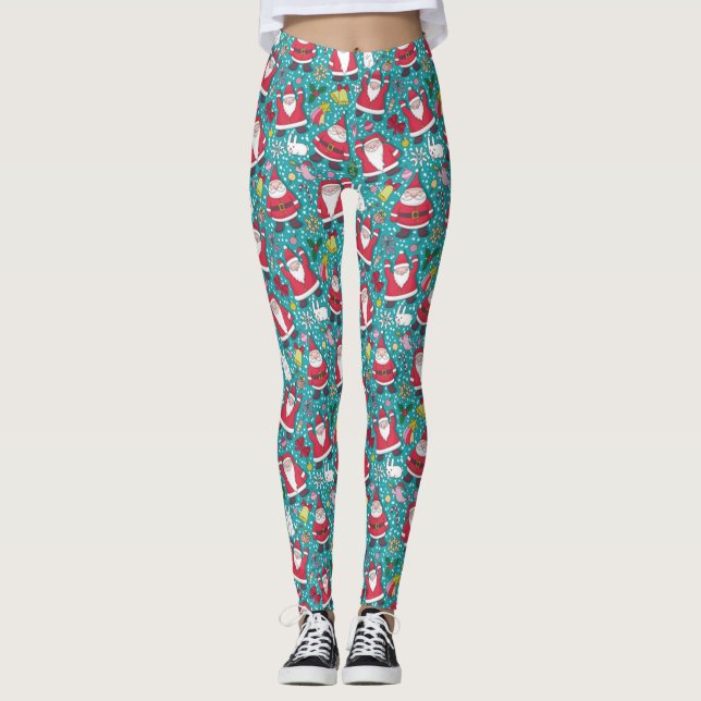 Leggings Père Noël dansant joyeux Noël (Devant)