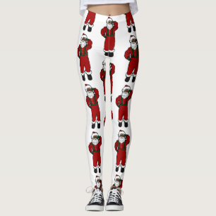 Leggings père Noël en velours rouge noir