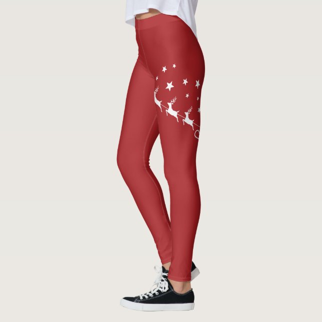 Leggings Père Noël Rouge Et Blanc Sleigh & Joyeux Texte De  (Gauche)
