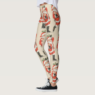 Leggings Père Noël victorien de Noël vintage patineur sur g