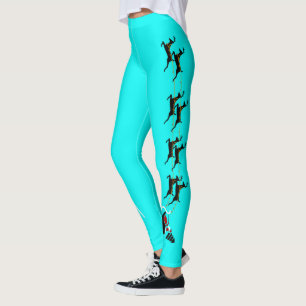 Leggings Père Noël W/Twin Deers TurquoiseLeggings