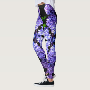 Leggings Périwinkel hydrangeas violet bleu fleur floral