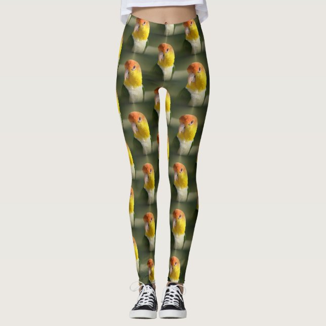 Leggings Perroquet de caïque gonflé par blanc mignon (Devant)
