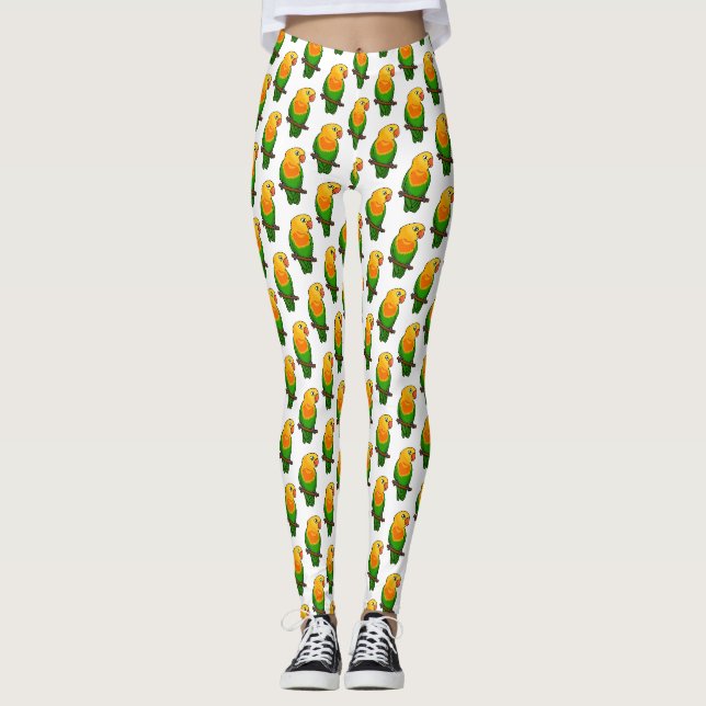 Leggings Perroquet de caricature mignon lovebird (Devant)