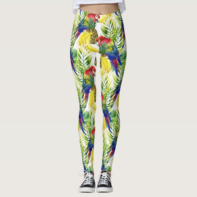 Leggings Perroquets Et Fruits Tropicaux (Devant)