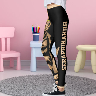 Leggings Personalize Name Cute Cat Pet Animal Striped Black