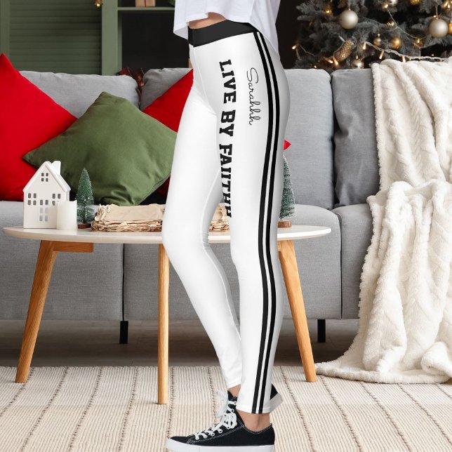 Leggings Personalize Name Quote Active Women Striped Yoga  (Créateur téléchargé)