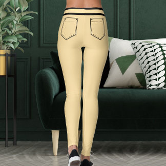Leggings Personalized Name Beige And Black Stripes Fun Gift