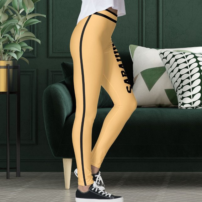Leggings Personalized Name Black Stripes Custom Made Gift (Créateur téléchargé)
