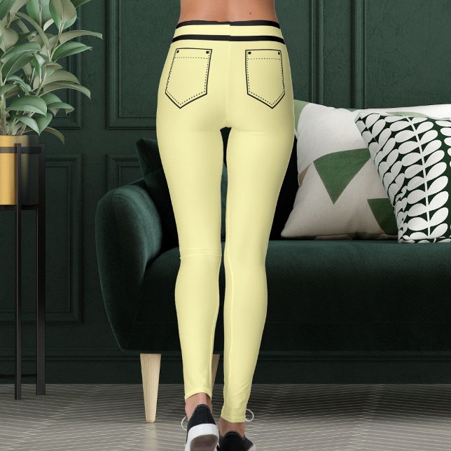 Leggings Personalized Name Cream And Black Stripes Fun Gift (Créateur téléchargé)