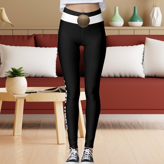 Leggings Personalized Pet Cat Lover Black White Custom Made (Créateur téléchargé)