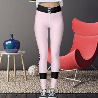 Leggings Personalized  Pink Black Striped Pet Lover Cat Mom