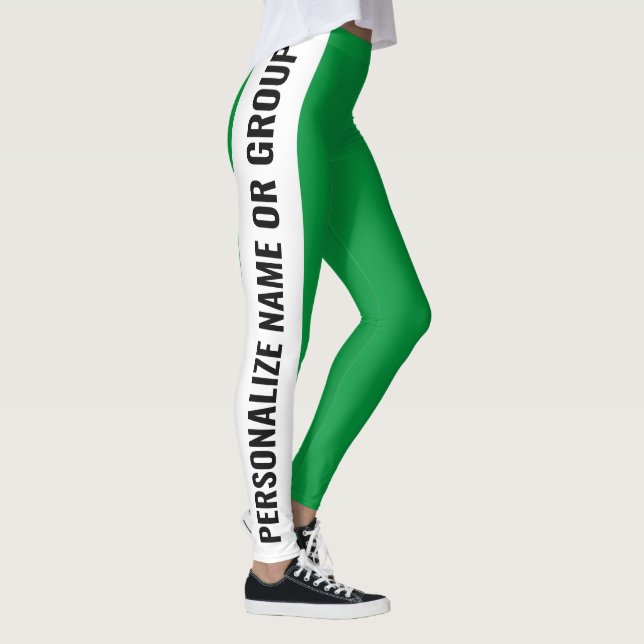 Leggings Personnalisé Blanc et vert tendance girly (Droite)