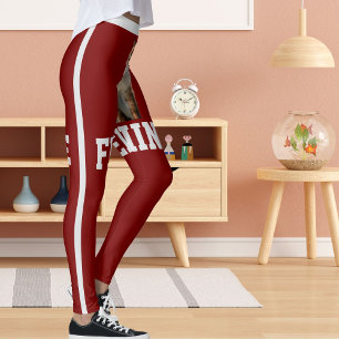 Leggings Personnalisé Deep Red Cute Siamese Chat Pet Photo