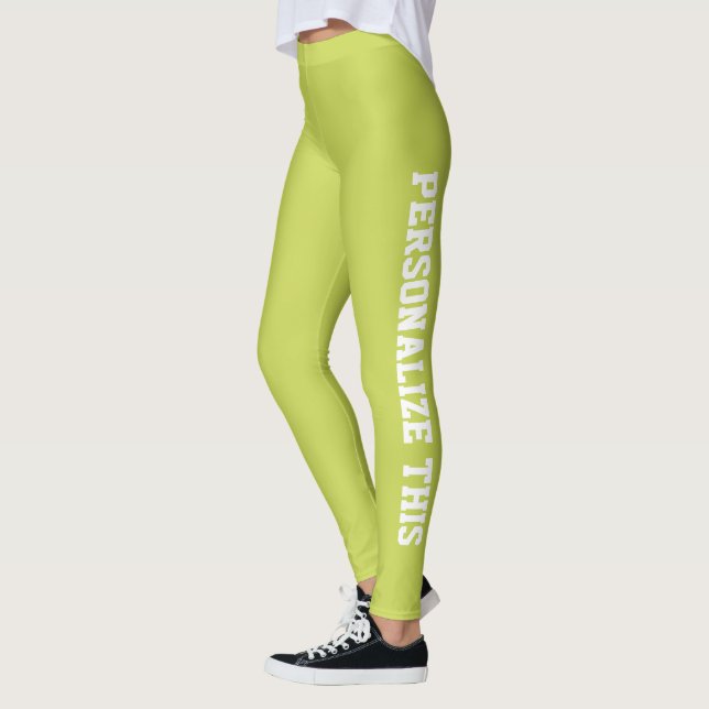 Leggings Personnalisé Personnalisé Marqué Vert Olive (Gauche)