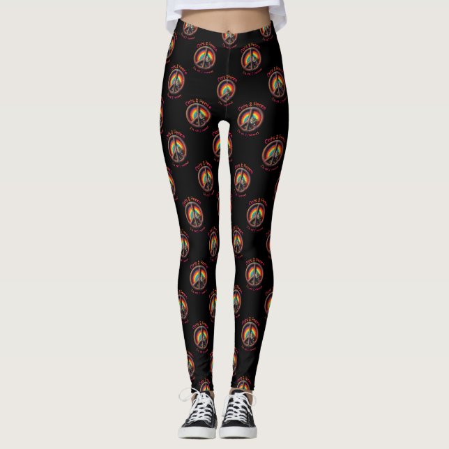 Leggings Personnaliser du panneau de paix Hippie Tie Dye Am (Devant)