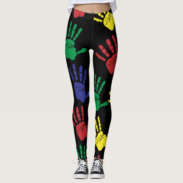 Leggings Personnaliser Empreintes à main colorées (Devant)