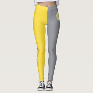 Leggings Personnaliser Jaune Clair Et Gris Doux