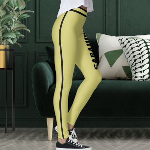 Leggings Personnaliser le nom du texte Olive Black Stripes 