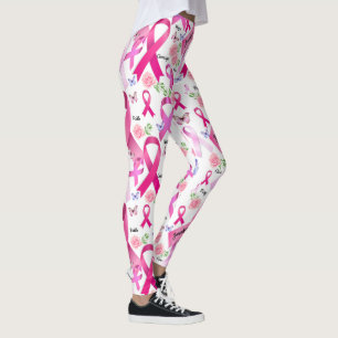 Leggings Personnaliser les mots Nom Ruban rose Cancer du se