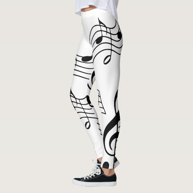 Leggings Personnaliser Simple Black White Music Notes (Gauche)