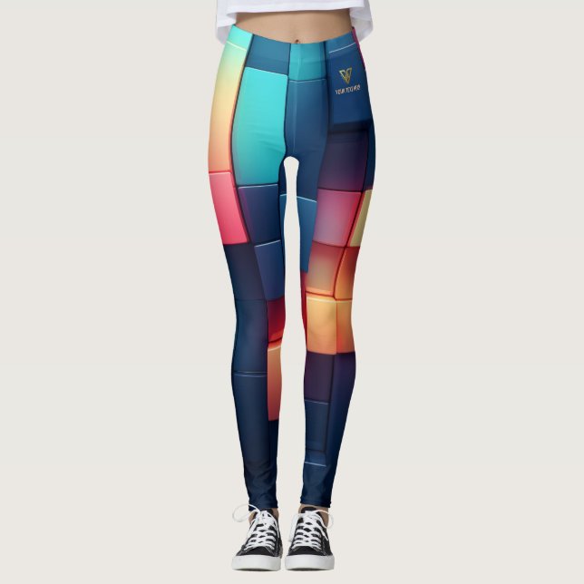 Leggings personnalisés de géométrie néon (Devant)