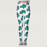 Leggings personnalisés de voiture Hippie bleu