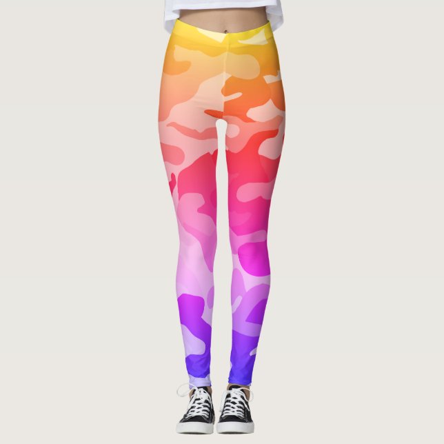 Leggings personnalisés en camouflage rose (Devant)