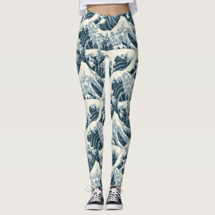 Leggings personnalisés - La vague de Hokusai