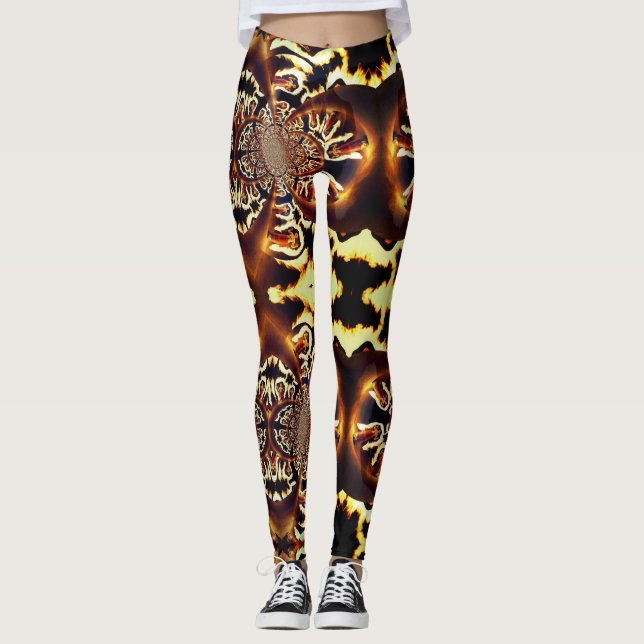 Leggings personnalisés magiques Fire Art fractal (Devant)