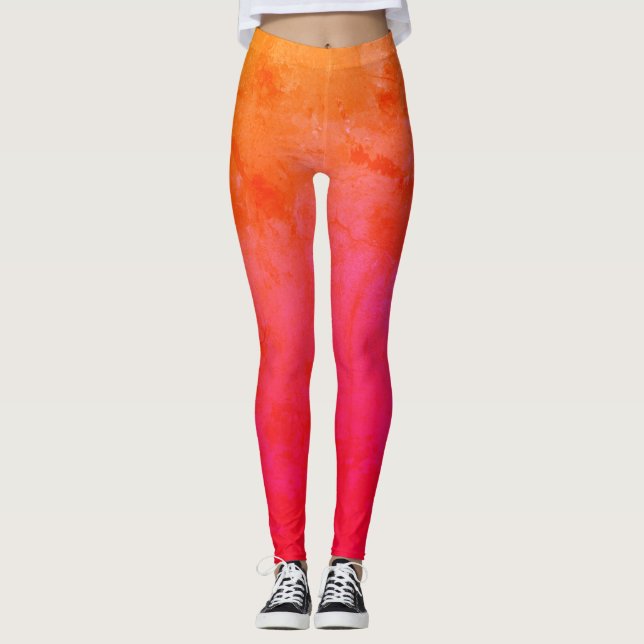 Leggings personnalisés roses, orange (Devant)