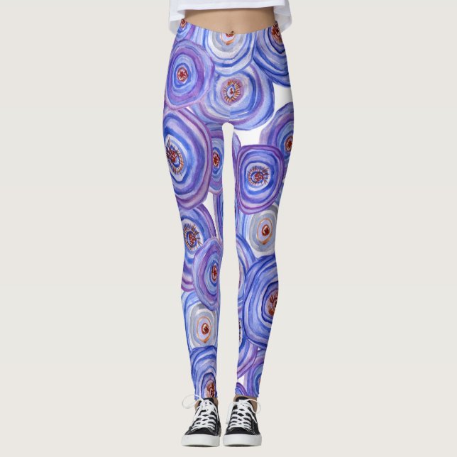 Leggings personnalisés roses violets (Devant)
